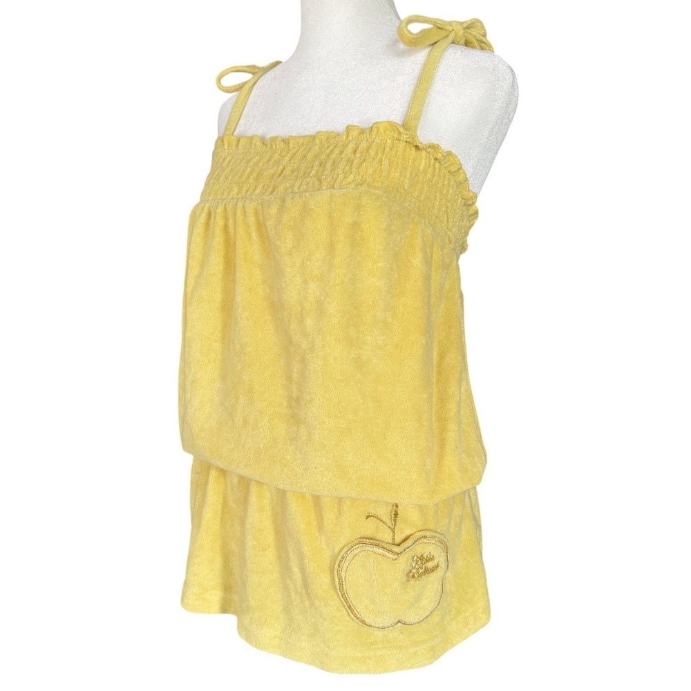 Y2K Apple Bottoms Terry Towel Micro Mini Dress Size XS Small Yellow Beach